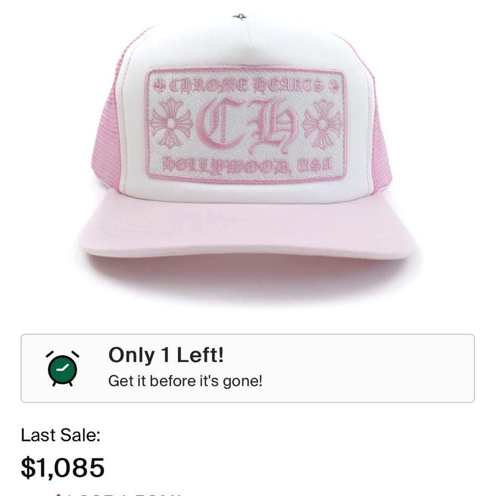 AUTHENTIC Chrome Hearts Pink & White Hollywood Hat